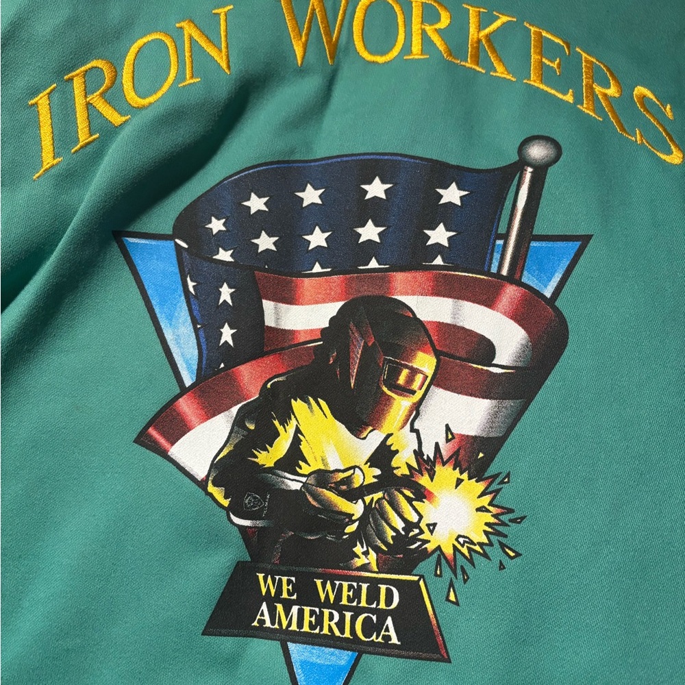 Vintage Green Iron Workers Union Graphic Jacket